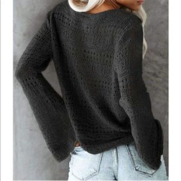 New Crochet Ruched Sweater Oversized - Picture 6 of 7